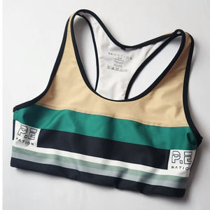 P. E. Nation Division One Sports Bra Bosphorus Green Striped Pullover Racerback